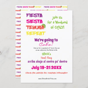 Invitación Cabo Bachelorette: Fiesta, Siesta, Tequila, Repeti