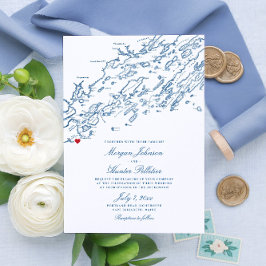 Invitación Cabo Elizabeth Maine Elegant Boda de mapas de la m