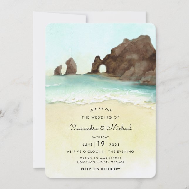 Invitación Cabo San Lucas | El arco | Boda de destino (Anverso)