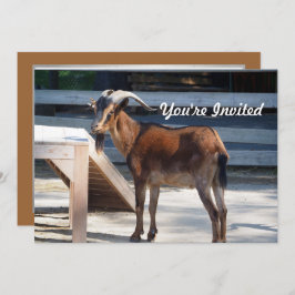 Invitación Cabra Black Brown Horns Perfil animal Cumpleaños