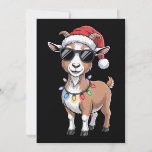 Invitación Cabra de Navidad Sombrero de Santa Gafas de sol Lu