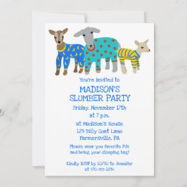 Invitación Cabras en pijama niños Fiesta de madera
