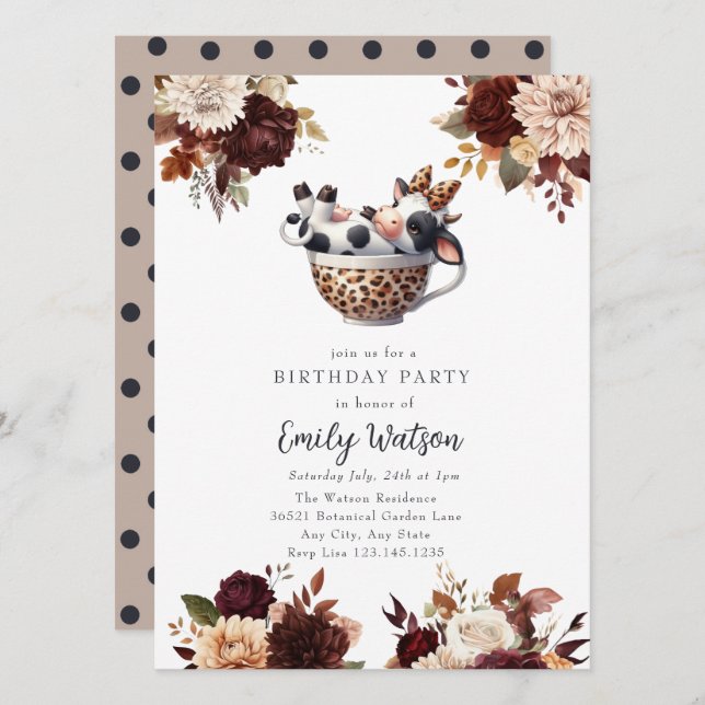 Invitación Caca de bebé | Fiesta del té de cumpleaños (Anverso / Reverso)
