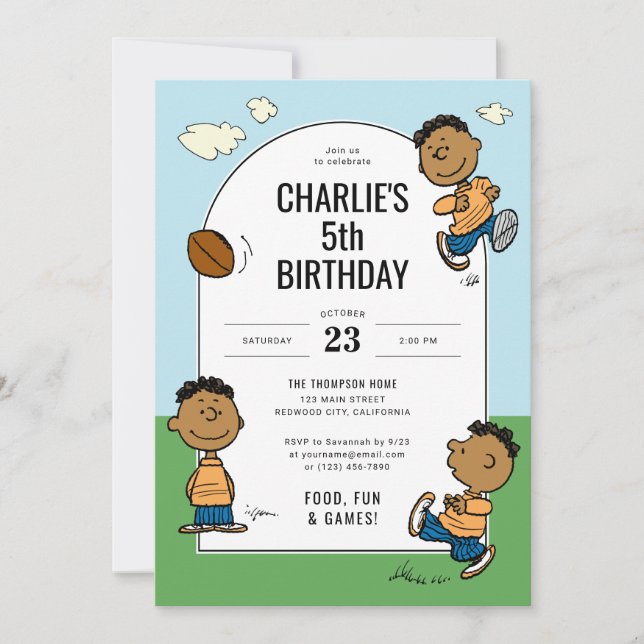 Invitación Cacahuetes | Cumpleaños de Franklin Boys (Anverso)