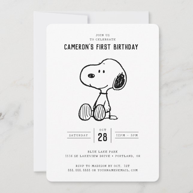 Invitación Cacahuetes | Cumpleaños simple de Snoopy (Anverso)