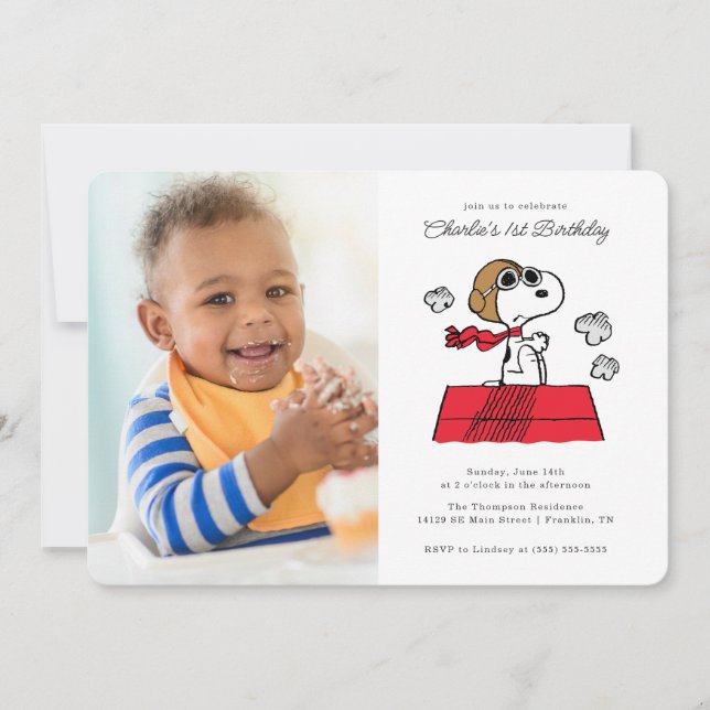 Invitación Cacahuetes | Snoopy Ace Fotos de Snoopy (Anverso)