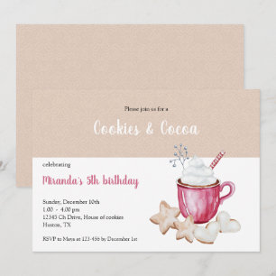 Invitación Cacao Caliente De Navidad Y Galletas Acuarela