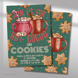 Invitación Cacao Caliente Taza Roja y Galletas Navideñas | Na