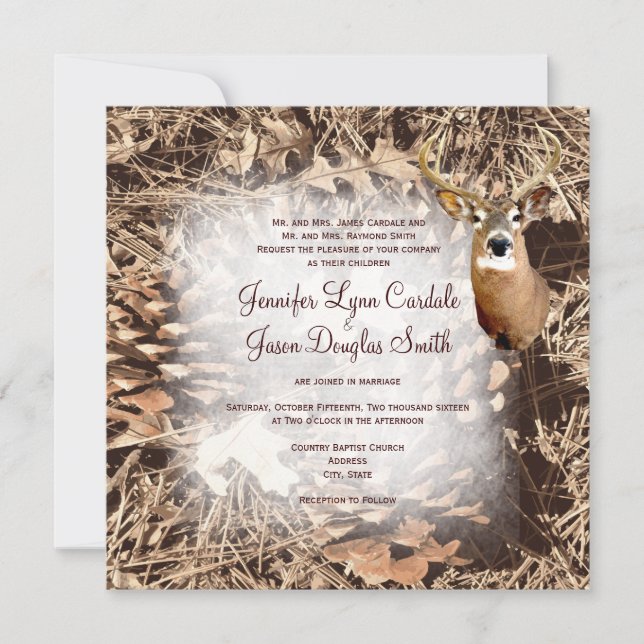 Invitación Cacería de ciervos rusos invita a la boda (Anverso)