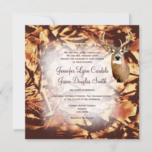 Invitación Cacería de ciervos rusos invita a la boda (Anverso)