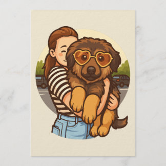 Invitación Cachorro Adorable con Gafas de Sol en Forma de Cor