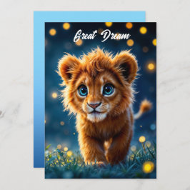 Invitación Cachorro adorable de león con ojos brillantes