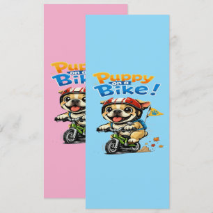 Invitación Cachorro Adorable en una Bicicleta Dibujo Animado
