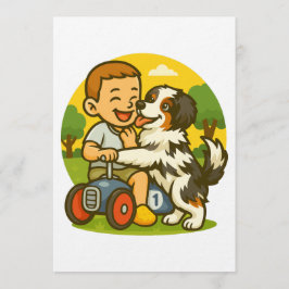 Invitación Cachorro Adorable y Tiempo de Juego con Niño