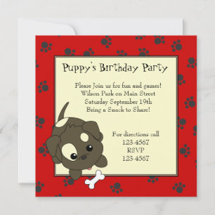 Invitación Cachorro con hueso