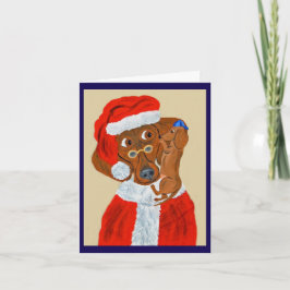 Invitación Cachorro Dachshund diciéndole a Santa sus deseos d