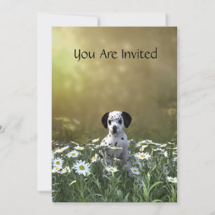 Invitación Cachorro dálmata en daisies
