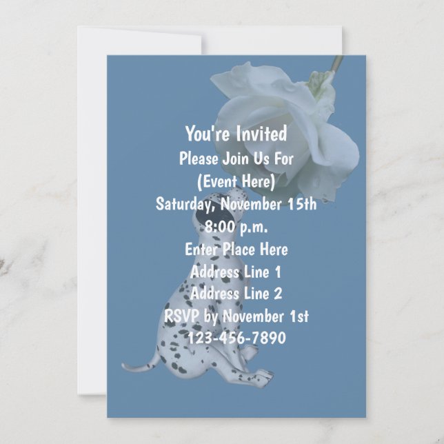 Invitación Cachorro dálmata lindo Rosa Fiesta de Animales (Anverso)