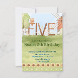 Invitación Cachorro de animales de granja 5 años