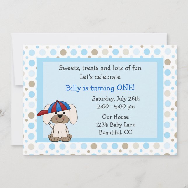 Invitación Cachorro de béisbol invito a los niños a cumplir 1 (Anverso)