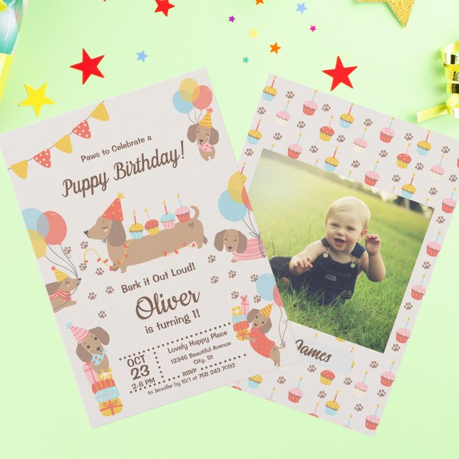 Invitación Cachorro de cachorro de los perros Dachshund (Subido por el creador)