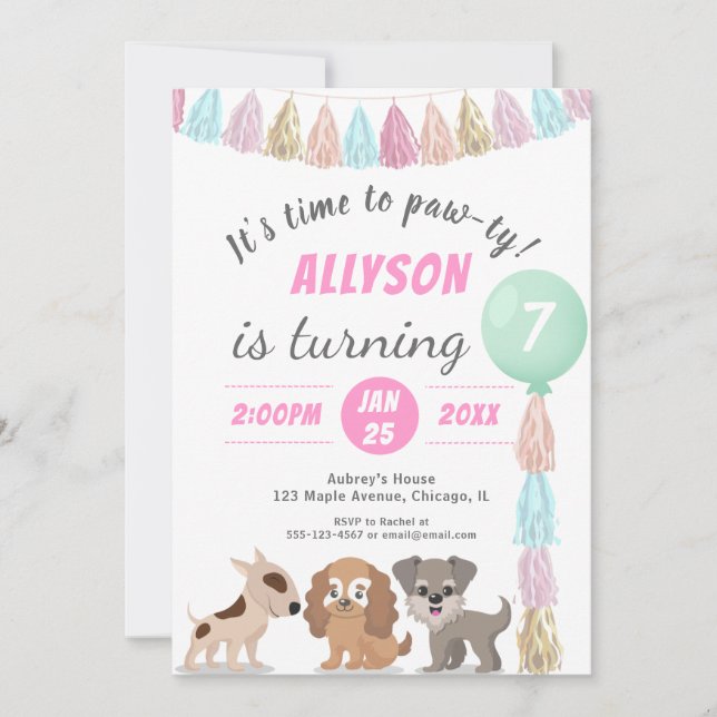 Invitación Cachorro de cachorro perro tema de niño fiesta de  (Anverso)