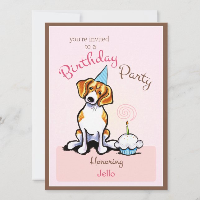 Invitación Cachorro de cumpleaños Beagle Chica Off Leash Art™ (Anverso)