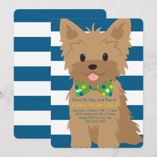 Invitación Cachorro de cumpleaños con paja