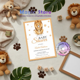 Invitación Cachorro de León Acuarela Selva Safari Huellas de 