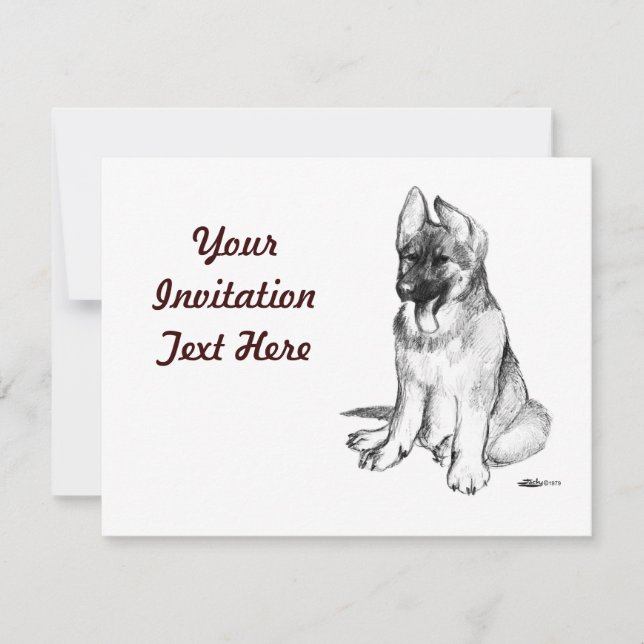 Invitación Cachorro de Pastor Alemán (Anverso)