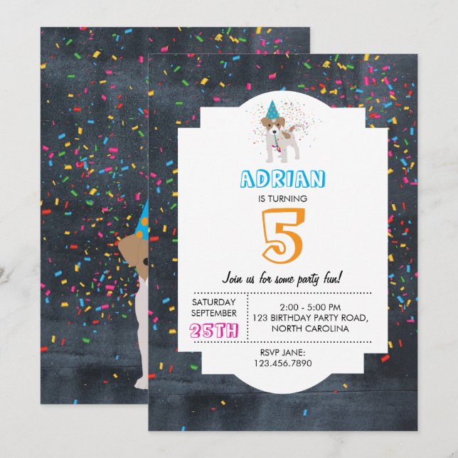 Invitación Cachorro de perro Animales Niños Fiesta de cumplea (Anverso / Reverso)