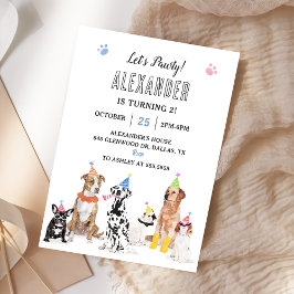 Invitación Cachorro de perro vamos fiesta de cumpleaños de pí