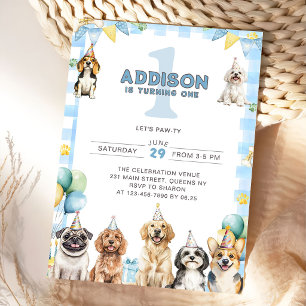 Invitación Cachorro Llamando a Todos los Animales de Pawty Cu