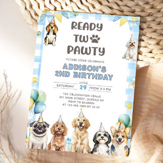 Invitación Cachorro Llamando a Todos los Animales de Pawty Cu