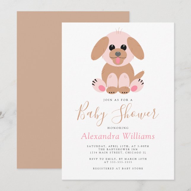 Invitación Cachorro neutral de género Baby Shower personaliza (Anverso / Reverso)