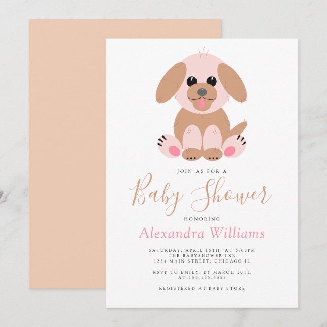 Invitación Cachorro neutral personalizado de Baby Shower (Anverso / Reverso)