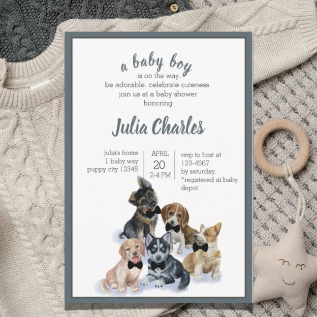 Invitación Cachorro puro | Black Tie Elegant Cute Baby Shower (Subido por el creador)