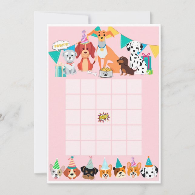 Invitación Cachorros de bingo de perro perrito de nacimiento (Anverso)