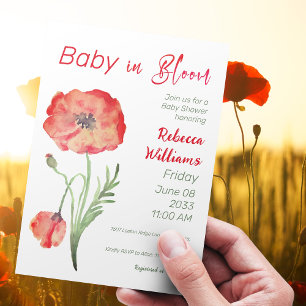 Invitación Cachorros rojos de flores silvestres en Baby Showe