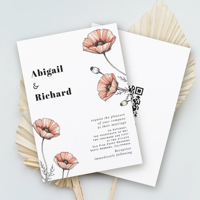 Invitación Cachorros rosados flores silvestres florales boda  (Subido por el creador)