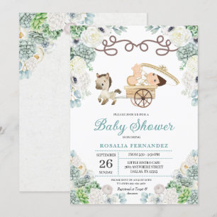 Invitación Cacti Floral Niño Charro Baby Shower