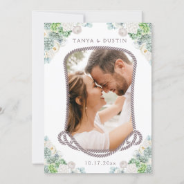 Invitación Cacti Floral Western Rustic Skull Ahorra La Fecha