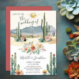 Invitación Cacti florido de bonito | Boda del Desierto de Cac