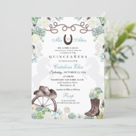 Invitación Cacti Occidental Horseshoe Charra Quinceanera
