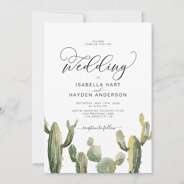Invitación Cacti Succulents Cactus Boho Desert Boda (Anverso)