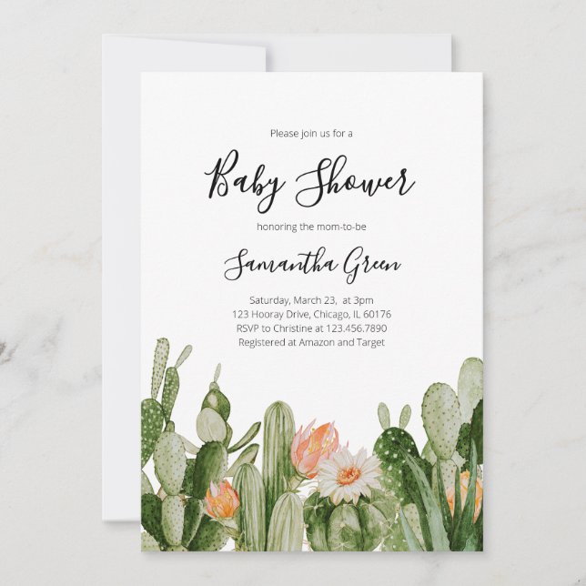 Invitación Cactus Baby Shower (Anverso)