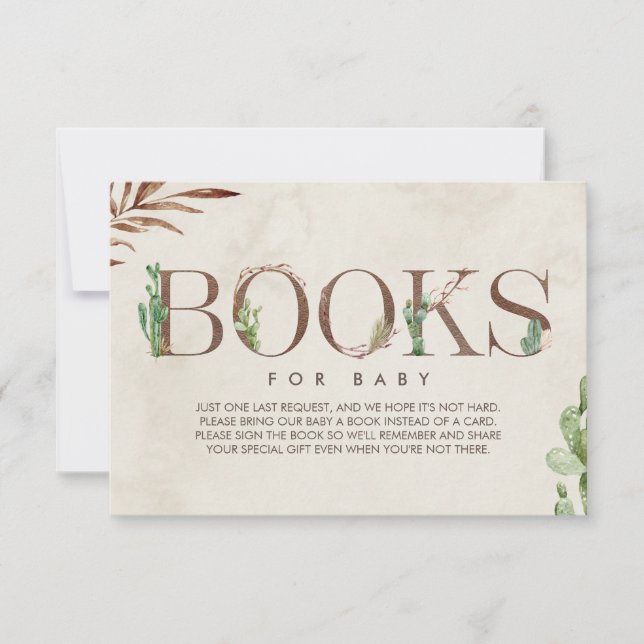 Invitación Cactus Baby Shower Book Request Enclosure Card (Anverso)