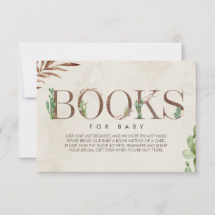 Invitación Cactus Baby Shower Book Request Enclosure Card