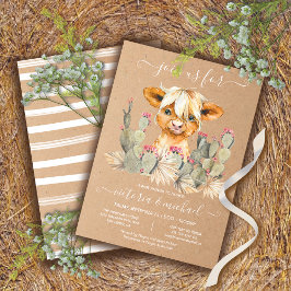 Invitación Cactus Baby Shower de la vaca Highland