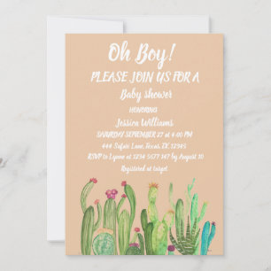 Invitación Cactus Bohemian Arizona Tone Watercolor